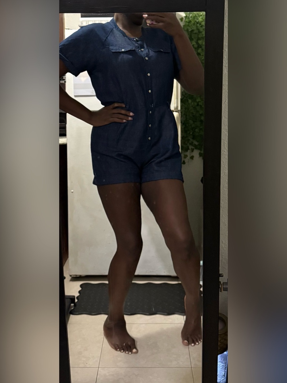 GUESS Jeans Denim Chambray Snap Front Romper XL
